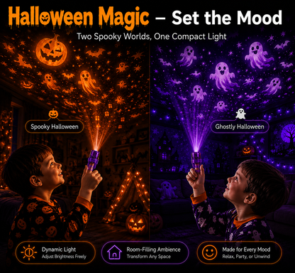 Billhol® 2026 Halloween Magic Finger Projector 😈 24+ Spooky Scenes Across 6 Immersive Worlds | Limited Edition