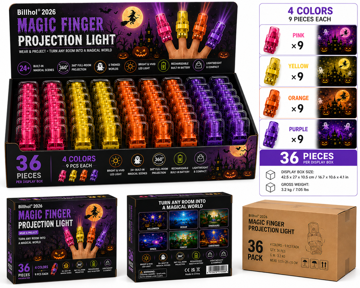 Billhol® 2026 Halloween Magic Finger Projector 😈 24+ Spooky Scenes Across 6 Immersive Worlds | Limited Edition