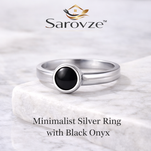 Sarovze™ Minimalist Silver Ring with Black Onyx – Timeless and Stylish