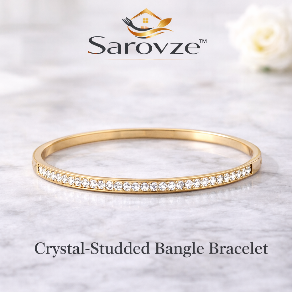 Sarovze™ Crystal-Studded Bangle Bracelet – Elegant Sparkle for Every Occasion
